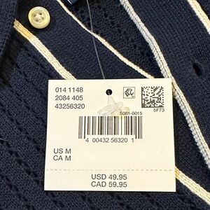American Eagle Outfitters Navy Cardigan with White Stripes